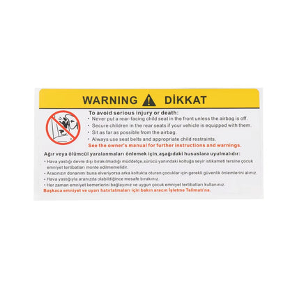For Car Sun Visor Makeup Mirror Sticker Airbag Sticker Safety Warning Sticker Warning Board Sticker English Chinese Version