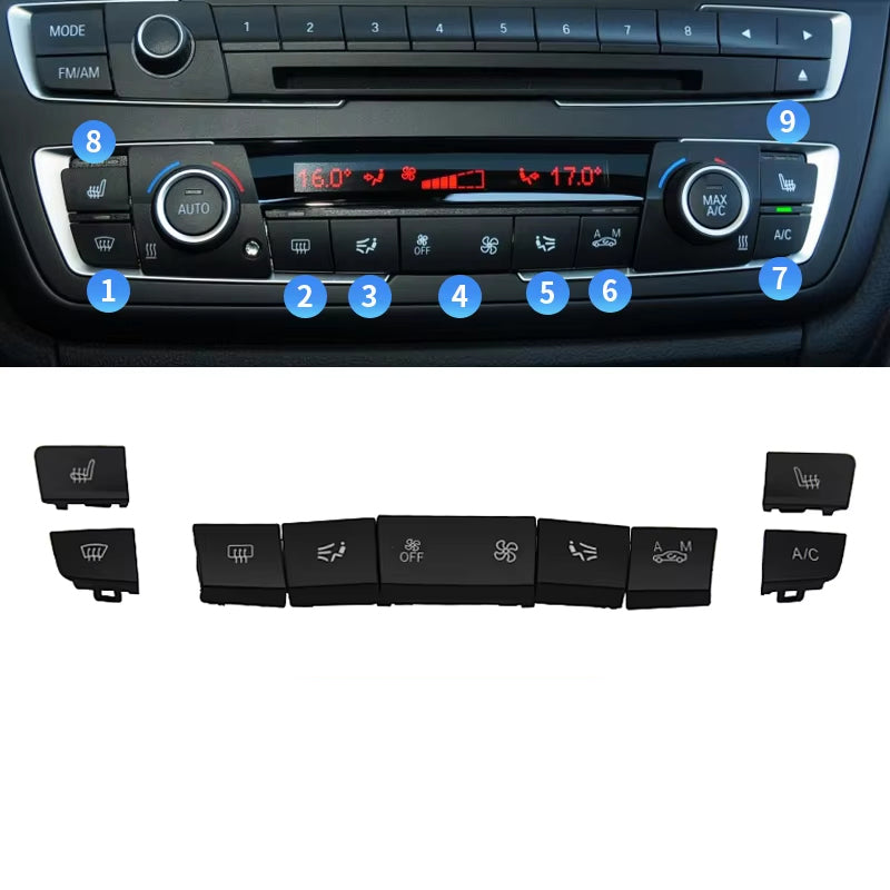 Dashboard Air Condition AC Button Key Cap Repair Kit For BMW 1 2 3 4 F Series F20 F30 F35 F45 F46 F80
