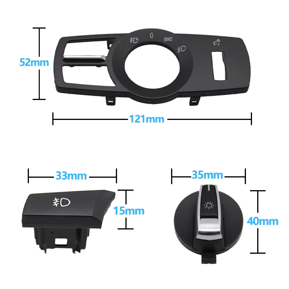 LHD RHD Headlight Lamp Rotary Button Foglight Switch Cover Panel Trim For BMW 5 5GT 6 7 X3 X4 Series F10 F11 F07 F06 F01 F25 F26