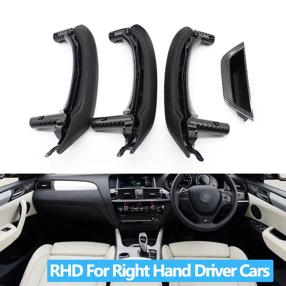 LHD RHD Interior Door Armrest Pull Handle Genuine Leather Cover Full Set Assembly For BMW X3 X4 F25 F26 2010-2016