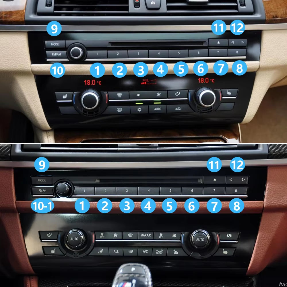 Car Dashboard Radio CD Digital Player Switch Control Button Cover For BMW 5 6 7 5GT Series F10 F11 F06 F12 F13 F07 F01 F02 F04