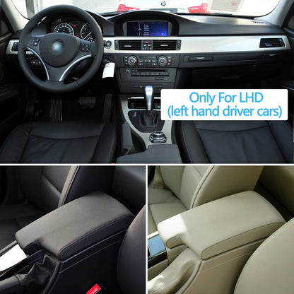LHD Central Console Storage Box Armrest Case Leather Cover For BMW 3 Series E90 E91 E92 E93 318 320 325 328 2005-2012