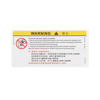 For Car Sun Visor Makeup Mirror Sticker Airbag Sticker Safety Warning Sticker Warning Board Sticker English Chinese Version