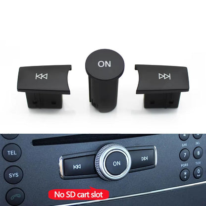 3PCS Car Front Dashboard Radio CD Player Button Knob Cover Switch Cap For Benz A C E GLK ML GL CLS W176 W246 W156 W204 W166 W218