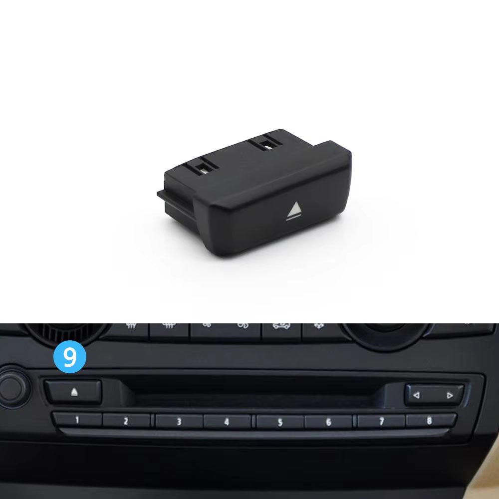 8/9PCS Car Air Conditioning AC Button Multimedia CD Player Switch Digital Control Buttons For BMW X5 X6 E70 E71 E72 2007-2013