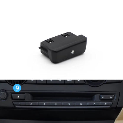 8/9PCS Car Air Conditioning AC Button Multimedia CD Player Switch Digital Control Buttons For BMW X5 X6 E70 E71 E72 2007-2013