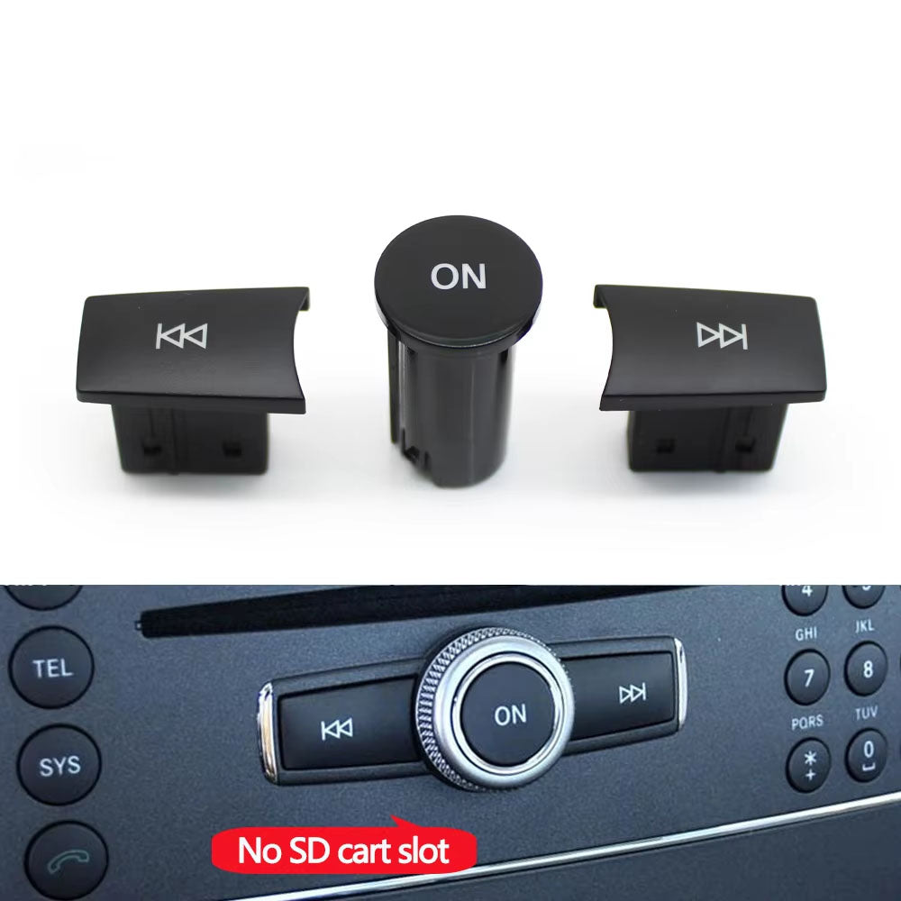 3PCS Car Front Dashboard Radio CD Player Button Knob Cover Switch Cap For Benz A C E GLK ML GL CLS W176 W246 W156 W204 W166 W218