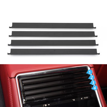 3/4PCS Car Dashboard Gloss Black Middle Rear AC Vent Adjustment Paddle Air Vent Repair Strip For Porsche Panamera 971 2017-2022