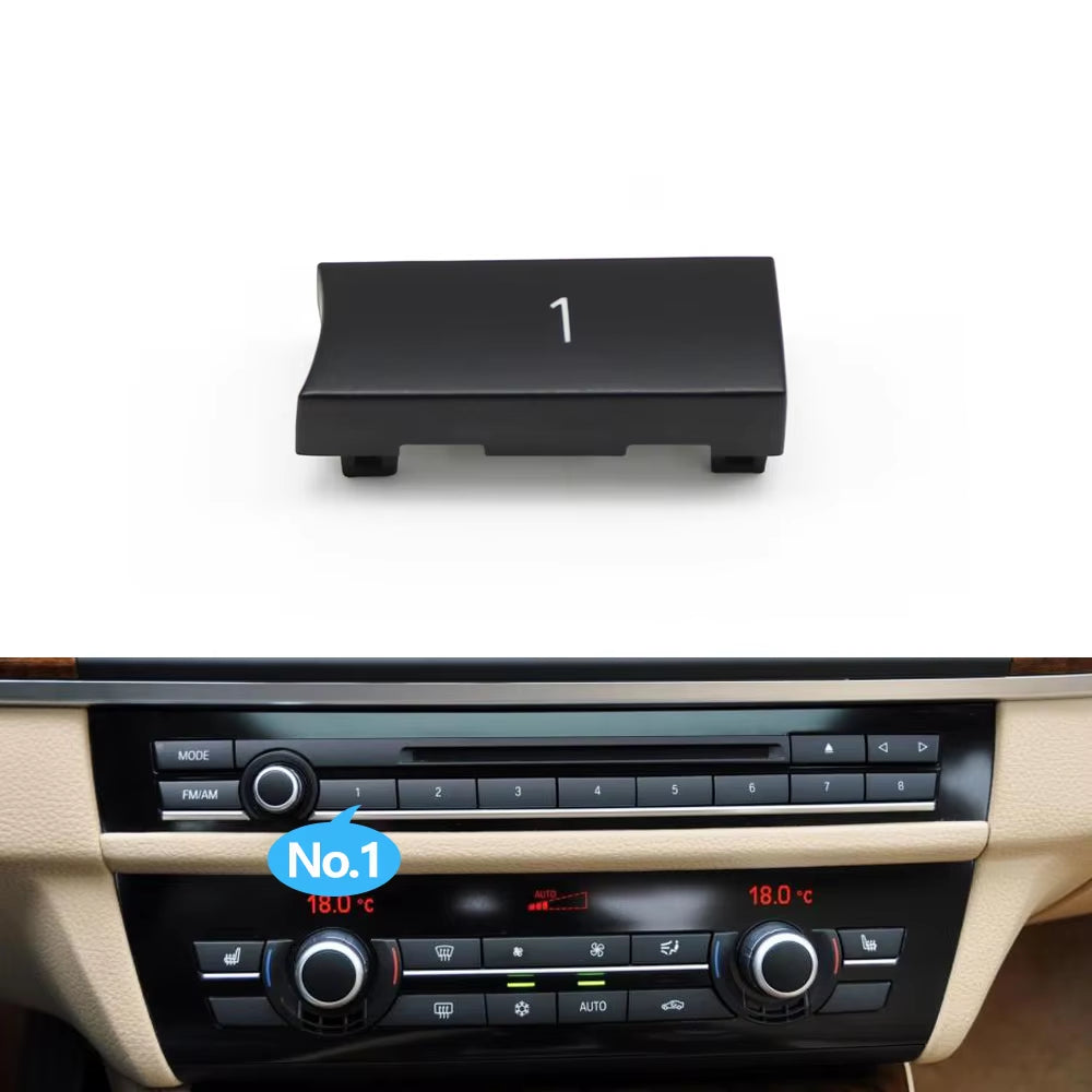 12PCS Car Center Console CD Digital MODE FM/AM Button Cover Trim For BMW 5 6 7 5GT Series F10 F11 F06 F12 F13 F07 F01 F02 F04