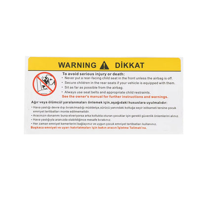 For Car Sun Visor Makeup Mirror Sticker Airbag Sticker Safety Warning Sticker Warning Board Sticker English Chinese Version