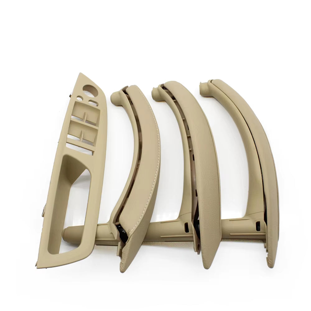 7PCS Set LHD RHD Interior Door Window Switch Panel Pull Handle With Leather Cover For BMW X5 X6 E70 E71 2007-2014