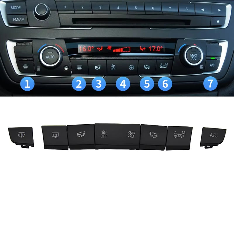 Dashboard Air Condition AC Button Key Cap Repair Kit For BMW 1 2 3 4 F Series F20 F30 F35 F45 F46 F80