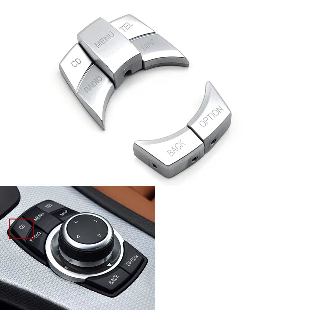 Silvery Car CIC IDrive Multi-Media Knob Menu Button Cover For BMW 1 3 5 X1 X5 X6 Series E87 E90 E91 E92 E60 E84 E70 E71 E72