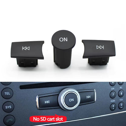 3PCS Car Front Dashboard Radio CD Player Button Knob Cover Switch Cap For Benz A C E GLK ML GL CLS W176 W246 W156 W204 W166 W218