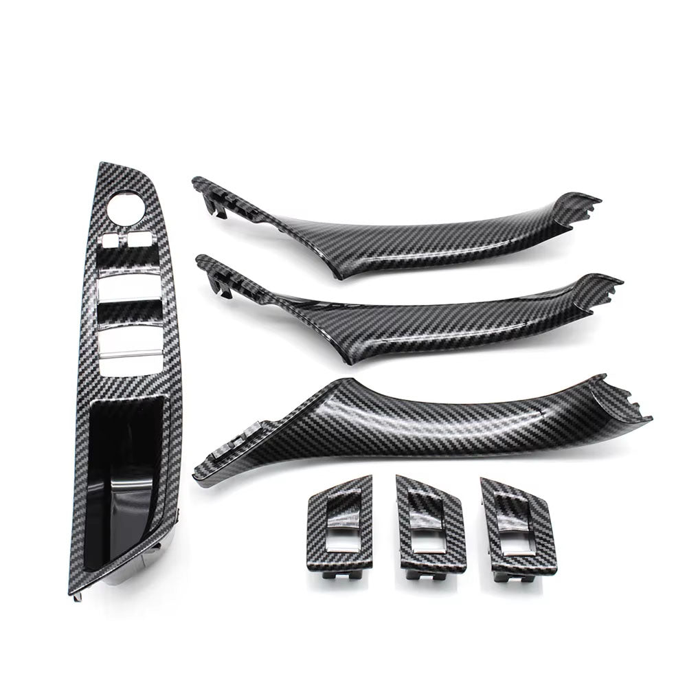 LHD RHD Interior Door Carbon Fiber Pull Handle Window Switch Panel Set for BMW 5 Series F10 F11 F18 520i 523i 525i 528i 535i