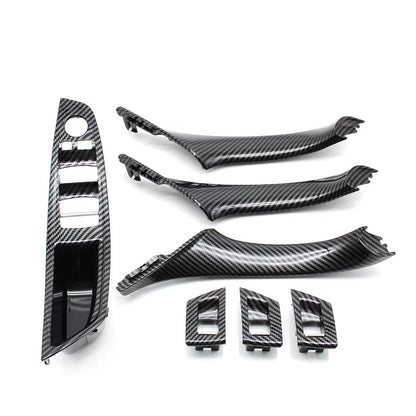 LHD RHD Interior Door Carbon Fiber Pull Handle Window Switch Panel Set for BMW 5 Series F10 F11 F18 520i 523i 525i 528i 535i