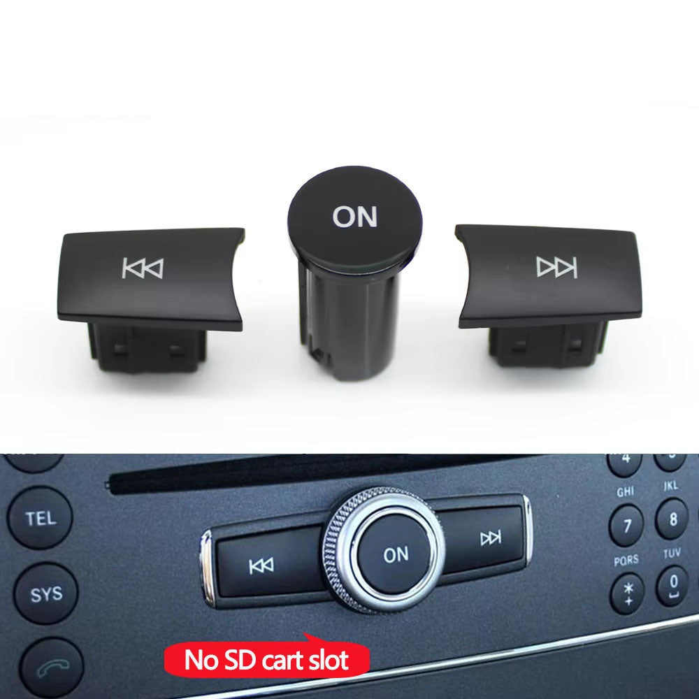 3PCS Car Front Dashboard Radio CD Player Button Knob Cover Switch Cap For Benz A C E GLK ML GL CLS W176 W246 W156 W204 W166 W218