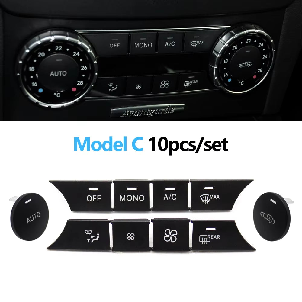 Front Console AC Heater Climate Control Switch Button Covers Replacement For Mercedes BENZ C GLK Class W204 X204 C300 C350 C63