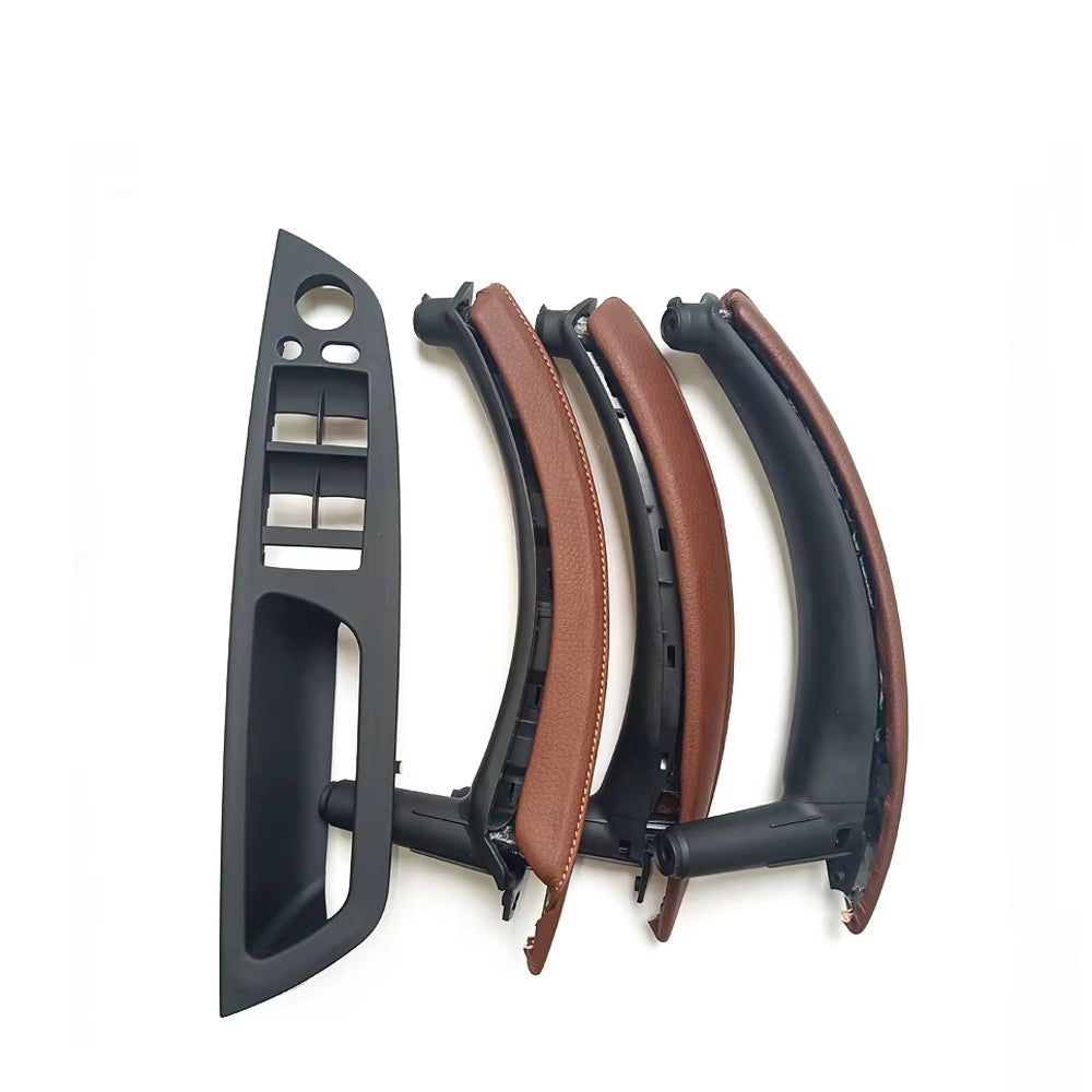 7PCS Set LHD RHD Interior Door Window Switch Panel Pull Handle With Leather Cover For BMW X5 X6 E70 E71 2007-2014