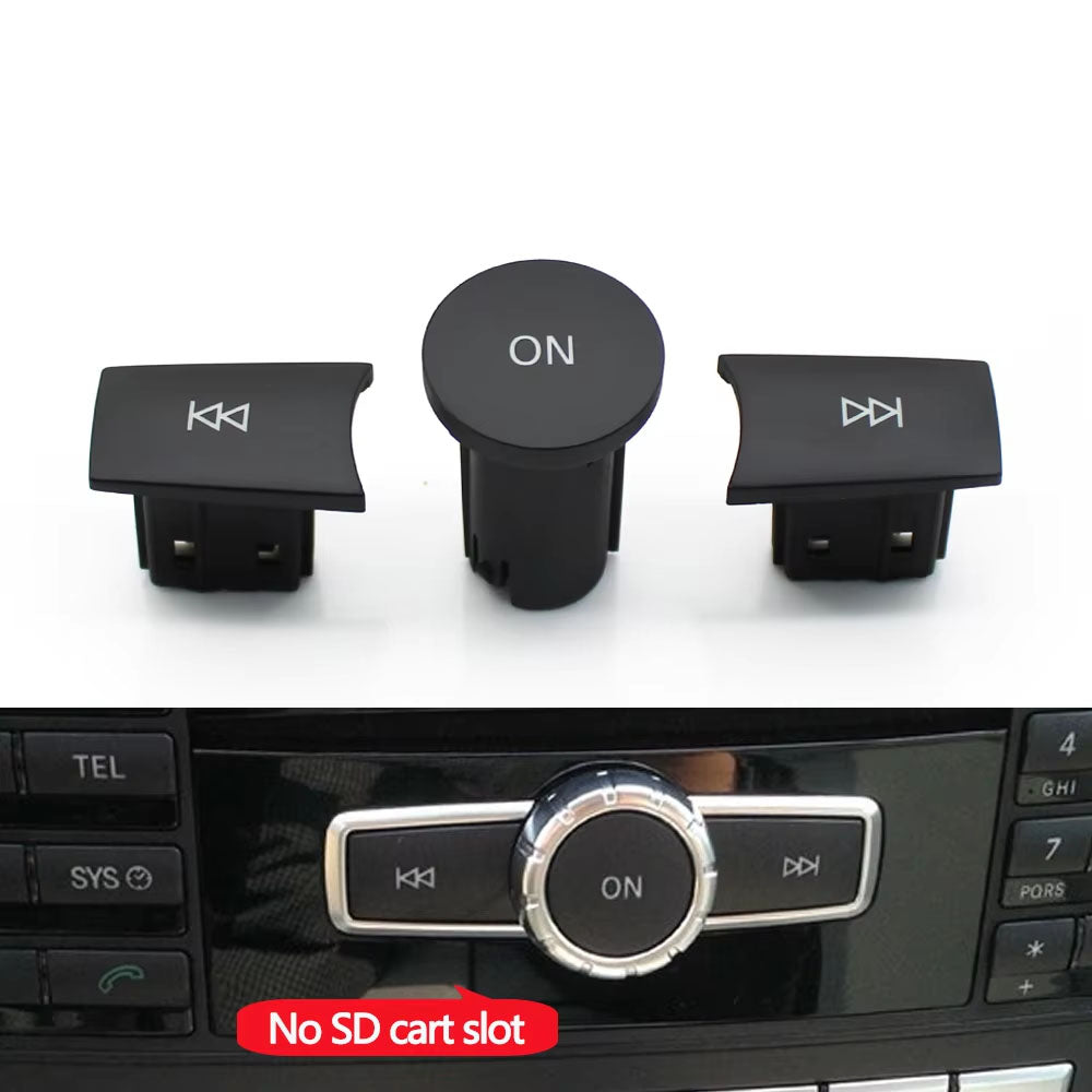 3PCS Car Front Dashboard Radio CD Player Button Knob Cover Switch Cap For Benz A C E GLK ML GL CLS W176 W246 W156 W204 W166 W218
