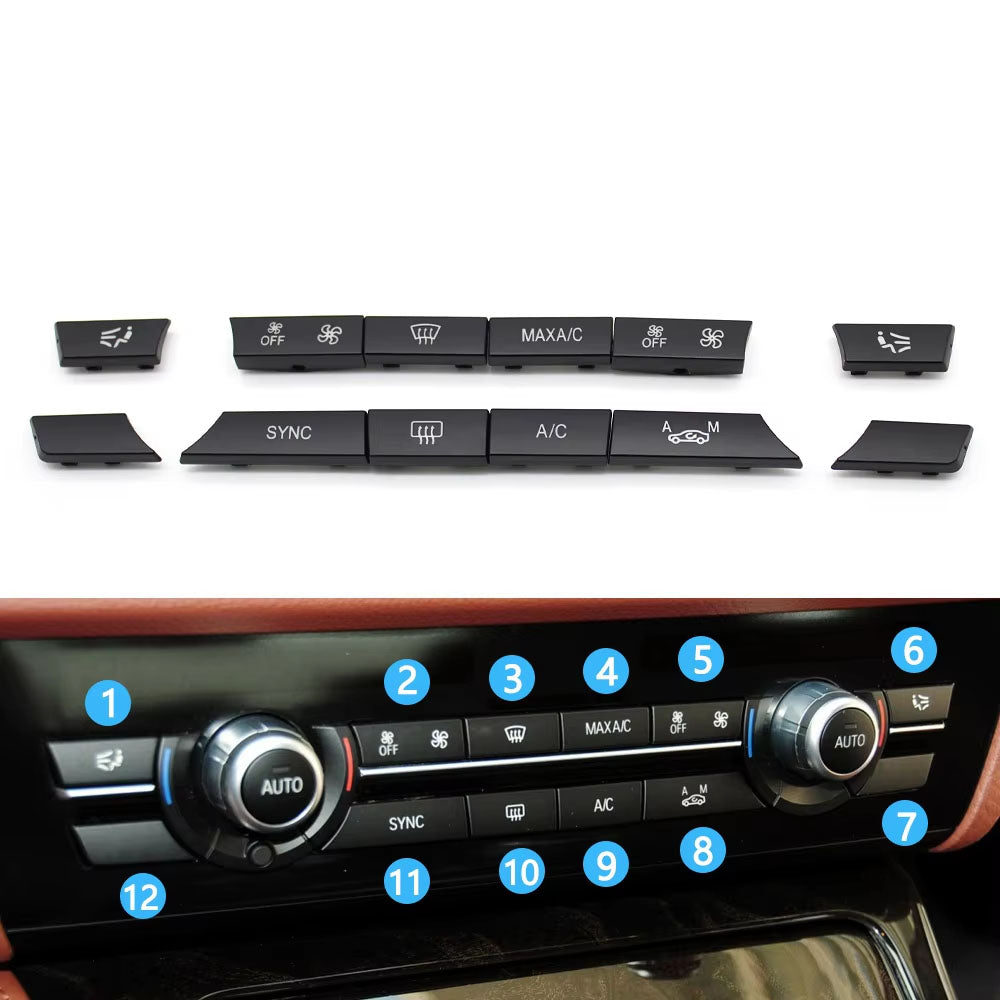 11/12/14pcs Dashboard Air Conditioner AC Button Heater Switch Cover For BMW 5 6 7 Series X5 X6 F10 F18 F06 F12 F01 F02 F15 F16