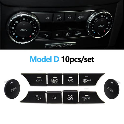 Front Console AC Heater Climate Control Switch Button Covers Replacement For Mercedes BENZ C GLK Class W204 X204 C300 C350 C63