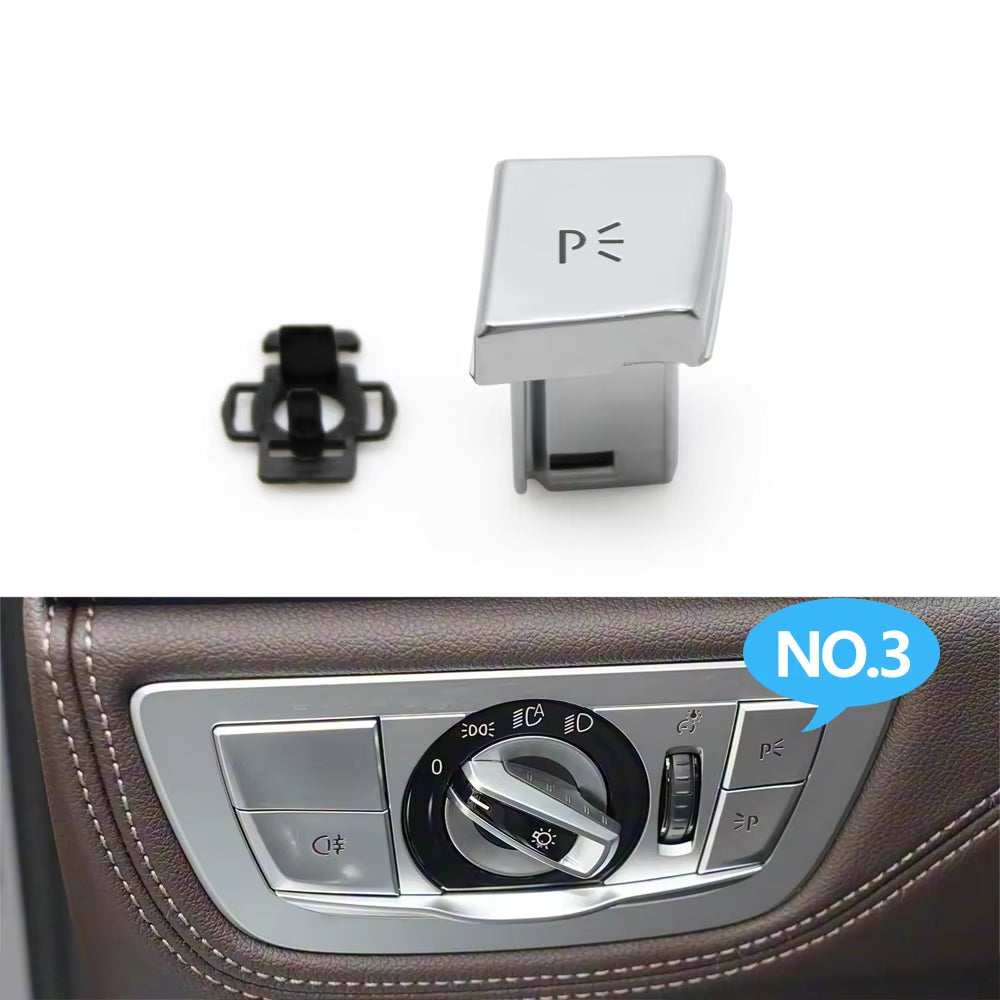 Car Front Dash HeadLamp Rotary Foglight Button Headlight Switch Cover Panel For BMW 7 Series G11 G12 2016-2022