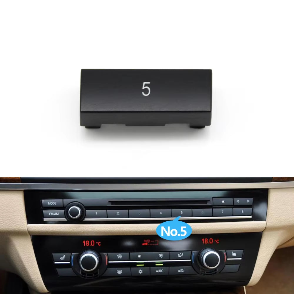 12PCS Car Center Console CD Digital MODE FM/AM Button Cover Trim For BMW 5 6 7 5GT Series F10 F11 F06 F12 F13 F07 F01 F02 F04