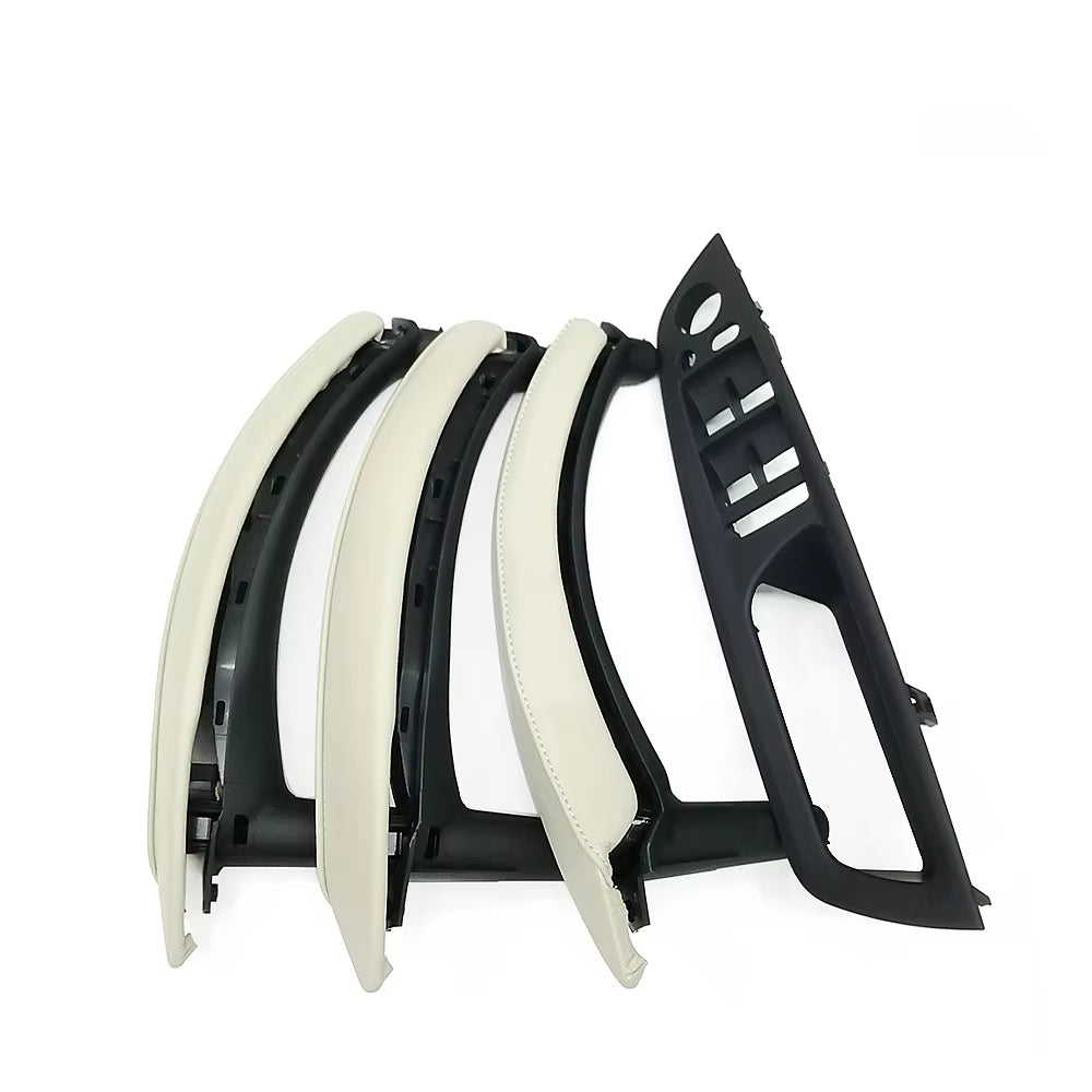 7PCS Set LHD RHD Interior Door Window Switch Panel Pull Handle With Leather Cover For BMW X5 X6 E70 E71 2007-2014