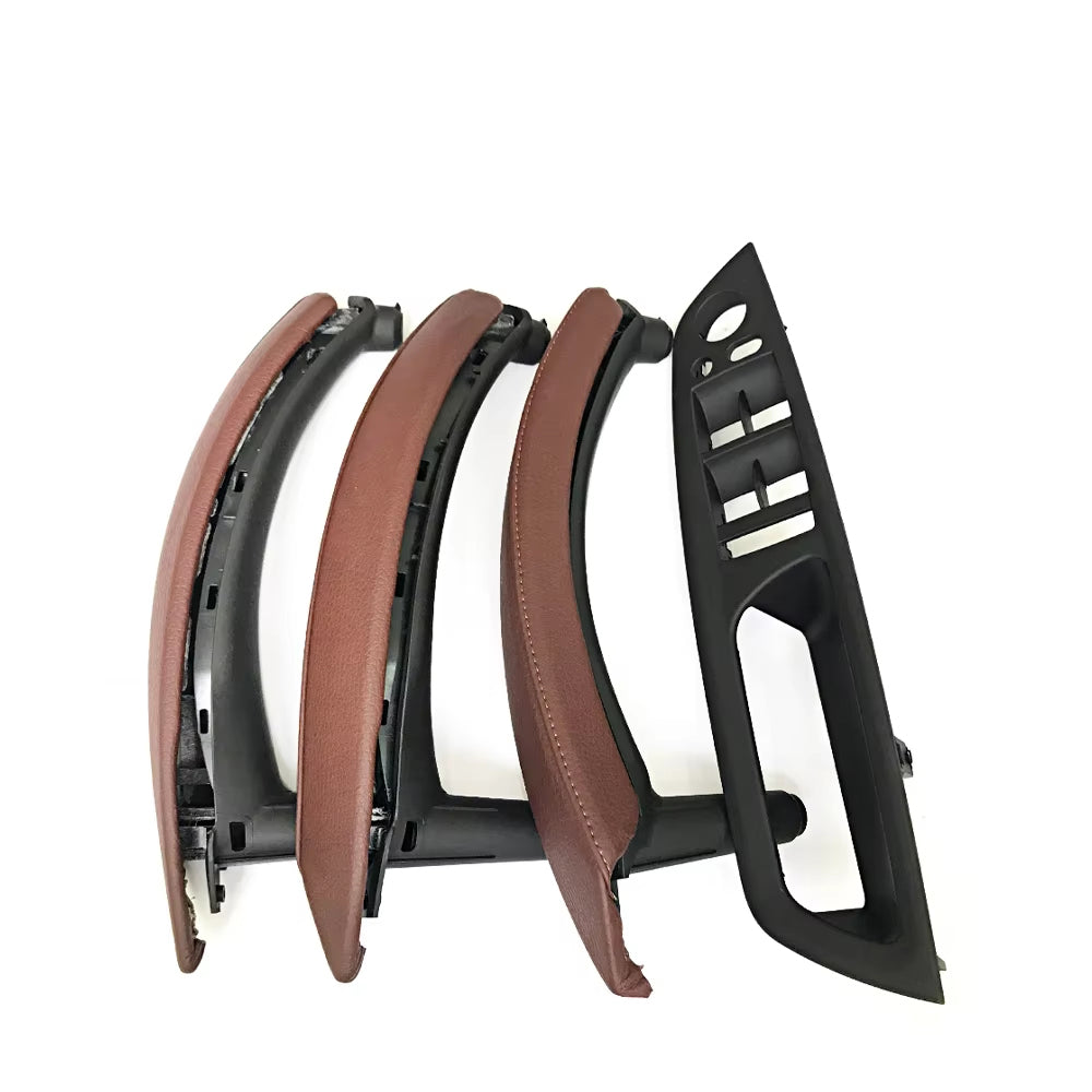 7PCS Set LHD RHD Interior Door Window Switch Panel Pull Handle With Leather Cover For BMW X5 X6 E70 E71 2007-2014