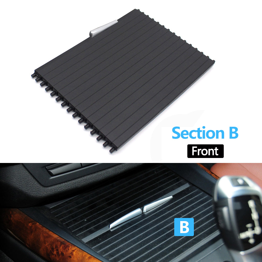 Car Front Rear Center Console Drink Cup Holder Cover Trim Zipper Rolling Curtain For BMW X5 X6 E70 E71 E72 2007-2014