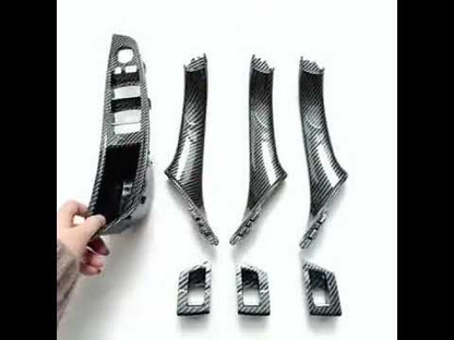 LHD RHD Interior Door Carbon Fiber Pull Handle Window Switch Panel Set for BMW 5 Series F10 F11 F18 520i 523i 525i 528i 535i